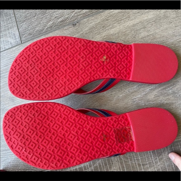 Tory Burch Maritime Flip Flop In Nantucket Red / Navy Sea Size 6.5 - Picture 4 of 4